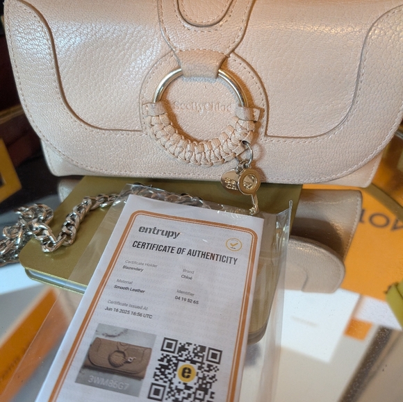 SEE BY CHLOÉ Hanna Continental Taupe Pebbled Leather Braid Gold Charm Wallet - Picture 2 of 13